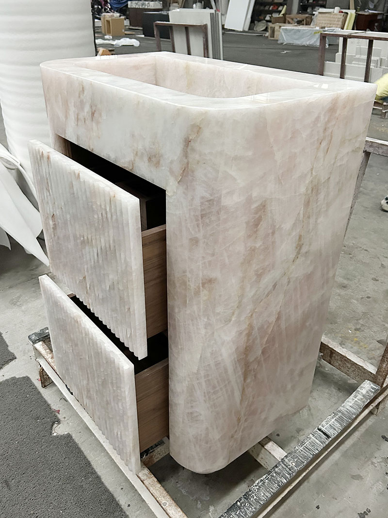 pink crystal quartzite pedestal washbasin pink crystal quartzite pedestal washbasin