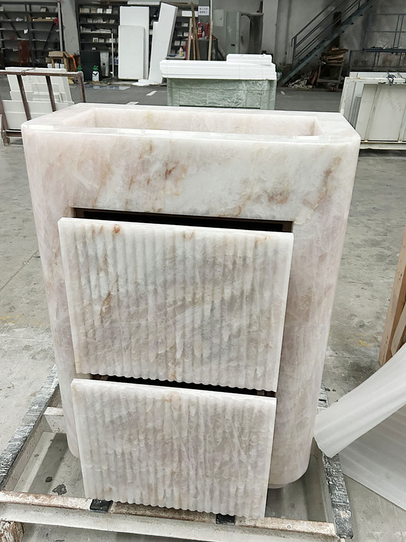 pink crystal quartzite pedestal washbasin pink crystal quartzite pedestal washbasin