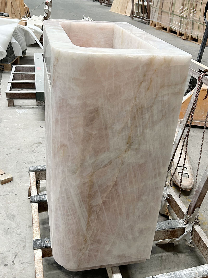 pink crystal quartzite pedestal washbasin pink crystal quartzite pedestal washbasin
