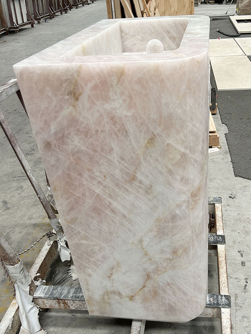 pink crystal quartzite pedestal washbasin pink crystal quartzite pedestal washbasin