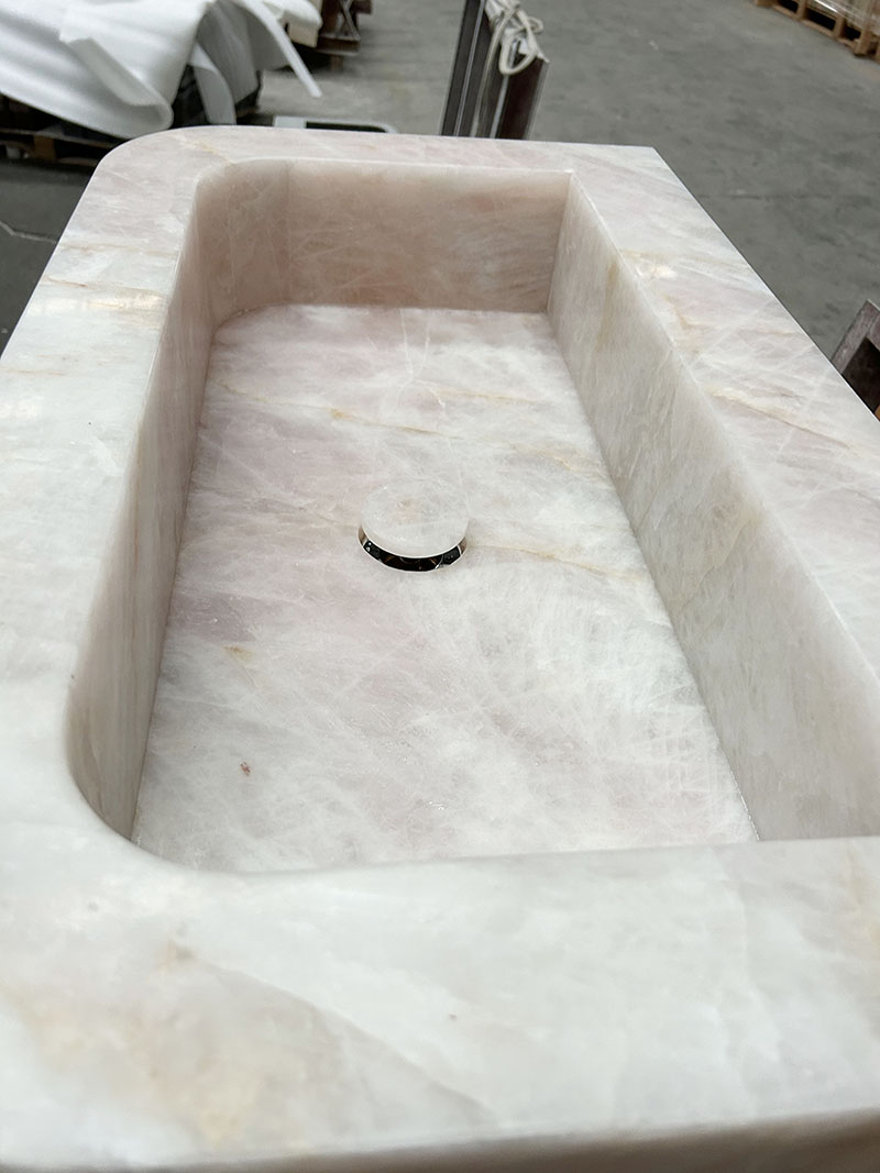 pink crystal quartzite pedestal washbasin pink crystal quartzite pedestal washbasin