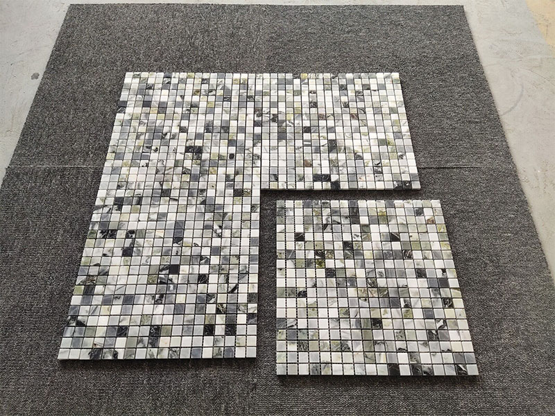 Mini square marble mosaic side view