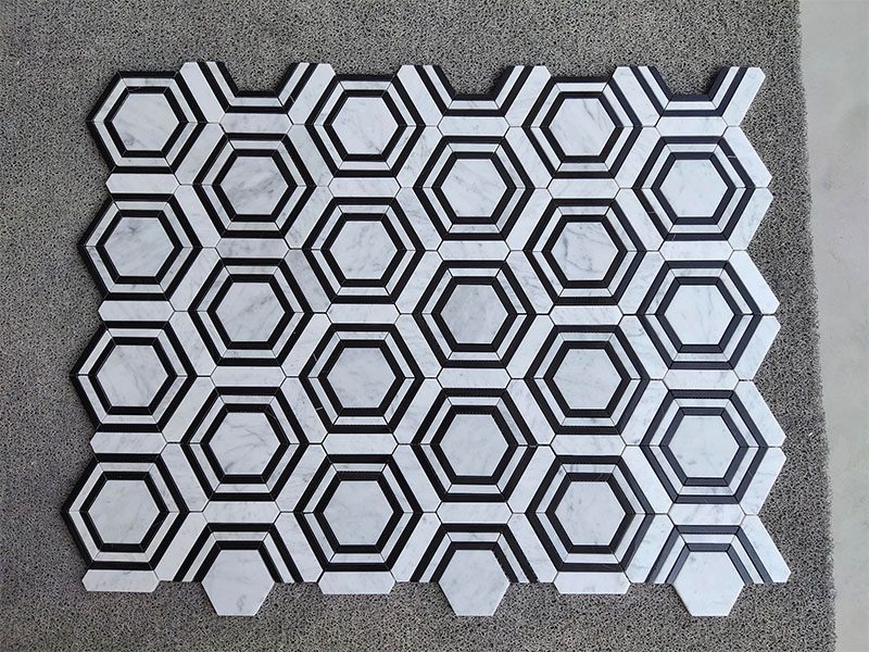 Thassos Nero Marquina Hexagon mosaic