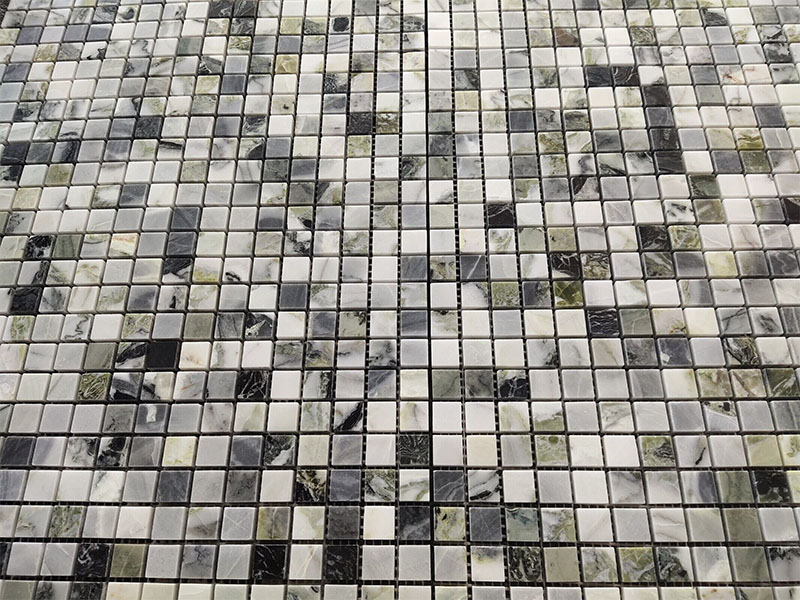 Mini square marble mosaic close view