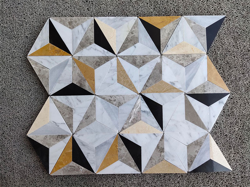 Mixed Triangle Marble Mosaic Tiles