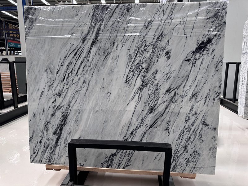 Ink white marble slabs and tiles