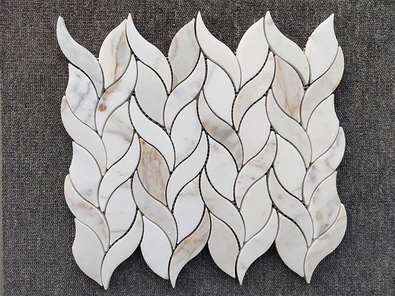 Carrara White Marble Leaves Mosaic Tiles