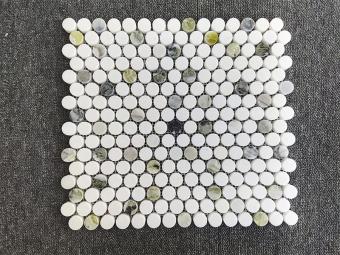 white marble penny round mosaic